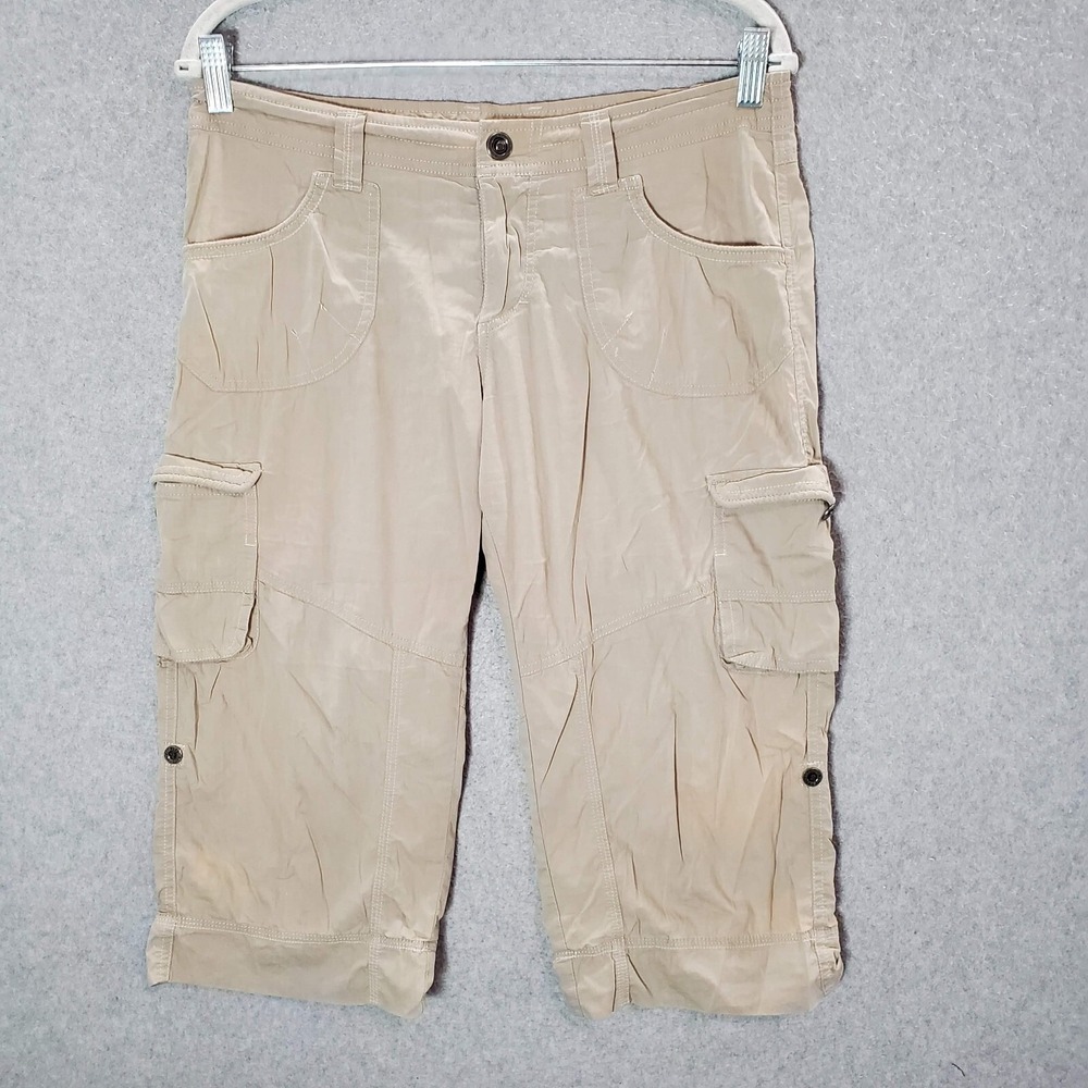 Kuhl Women Pants 8 Beige Cargo Crop Horizon Outdoor Hiking Curve Roll Down READ